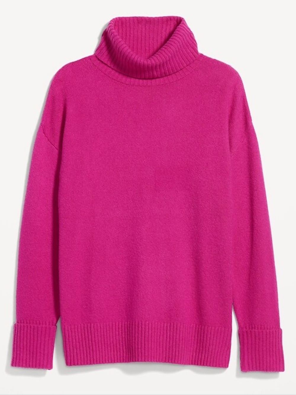 Old Navy Cozy Hot Pink Turtleneck Sweater Oversized Tunic Size Large Petite - Picture 3 of 12